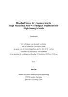 Residual Stress Development due to High-Frequency Post Weld Impact Treatments for High-Strength Steels