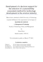 Development of a decision support for the selection of a sustainability assessment method for technology development in the aviation industry