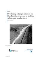Developing a design criterion for the shoreline response to multiple submerged breakwaters