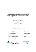 Reshaping of beach nourishments under high angle of wave incidence