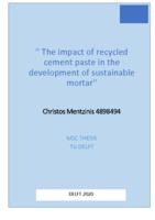 The impact of recycled cement paste in the development of sustainable mortar