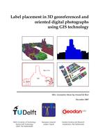 Label placement in 3D georeferenced and oriented digital photographs using GIS technology