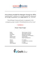 A business model for Bergen Energi to offer emergency power as aggregator to TenneT