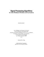 Signal processing algorithms for ultra-wideband wireless communications