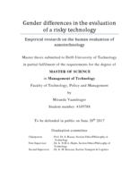 Gender differences in the evaluation of a risky technology