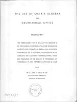 The use of matrix algebra in geometrical optics