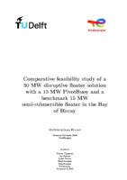 Comparative feasibility study of a 30 MW disruptive floater solution with a 15 MW PivotBuoy and a benchmark 15 MW semi-submersible floater in the Bay of Biscay