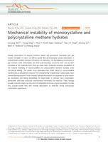 Mechanical instability of monocrystalline and polycrystalline methane hydrates