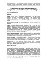 Gaming and simulation for transforming and reengineering government: Towards a research agenda