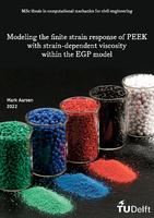 Modelling the finite strain response of PEEK with strain-dependent viscosity within the EGP model