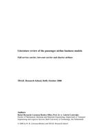 Literature review of the passenger airline business models: Full service carrier, low-cost carrier and charter airlines