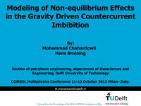 Modeling of Non-equilibrium Effects in the Gravity Driven Countercurrent Imbibition