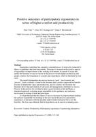 Positive outcomes of participatory ergonomics in terms of greater comfort and higher productivity