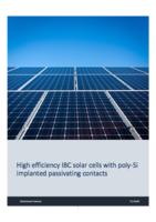 High efficiency IBC solar cells with poly-Si implanted passivating contacts