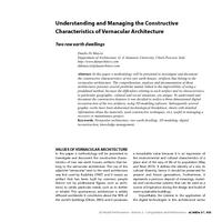 Understanding and Managing the Constructive Characteristics of Vernacular Architecture