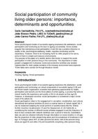 Social participation of community living older persons: Importance, determinants and opportunities