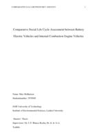 Comparative Social Life Cycle Assessment between Battery Electric Vehicles and Internal Combustion Engine Vehicles