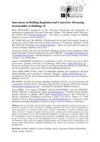 Innovations in building regulation and control for advancing sustainability in buildings (I)
