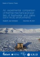 An experimental comparison of thermal-mechanical properties of freshwater and saline ice in Arctic environments