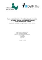 Semi-analytical method of buckling strength prediction for plates stiffened with T-shaped stiffeners having slender (class 4) webs