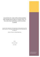 Validation of a Risk Application Matrix and Adding Recycling of Scrap Steel to the CERA Raw Materials Certification Scheme