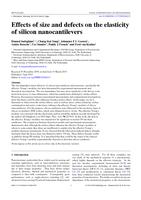 Effects of size and defects on the elasticity of silicon nanocantilevers