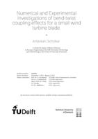 Numerical and experimental investigations of bend-twist coupling effects for a small wind turbine blade