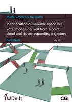 Identification of walkable space in a voxel model, derived from a point cloud and its corresponding trajectory