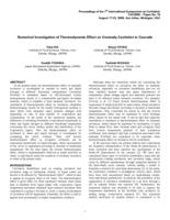 Numerical investigation of thermodynamic effect on unsteady cavitation in cascade