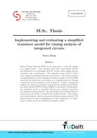 Implementing and evaluating a simplified transistor model for timing analysis of integrated circuits
