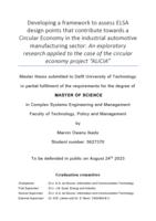 Developing a framework to assess ELSA design points that contribute towards a Circular Economy in the industrial automotive manufacturing sector