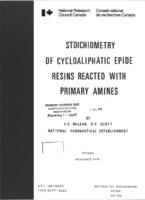 Stoichiometry of cycloaliphatic epide resins reacted with primary amines