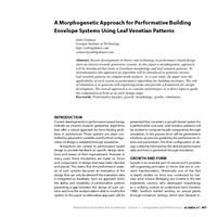 A Morphogenetic Approach for Performative Building Envelope Systems Using Leaf Venetian Patterns