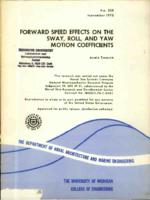 Forward speed effects on the sway, roll and yaw motion coefficients