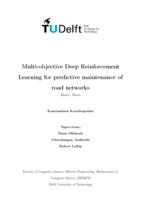 Multi-objective Deep Reinforcement Learning for predictive maintenance of road networks