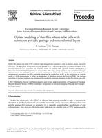 Optical modeling of thin-film silicon solar cells with submicron periodic gratings and nonconformal layers