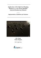 Application of the Spherical Shaping Method to a Low-Thrust Multiple Asteroid Rendezvous Mission: Implementation, limitations and solutions