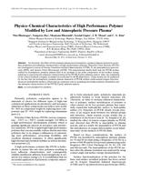 Physico Chemical Characteristics of High Performance Polymer Modified by Low and Atmospheric Pressure Plasma1