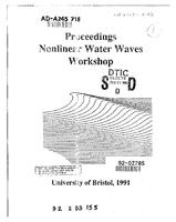 Proceedings Nonlinear Water Waves Workshop, 22-25 October 1991