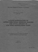A flight investigation of laterial-directional handling qualities for V/Stol aircraft in low speed manoeuvring flight