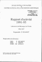 Rapport d’activités 1991-93 - Laboratoire de Mécanique des fluides