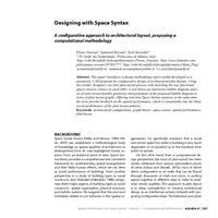 Designing with Space Syntax: A configurative approach to architectural layout, proposing a computational methodology