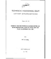 Variatie van mechanische eigenschappen en scheurweerstand over de dikte van een plaat aluminium 7075 T 651
