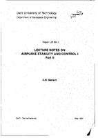 Lecture notes on airplane stability and control I: Part II