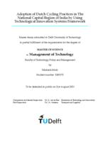 Adoption of Dutch Cycling Practices in The National Capital Region of India by Using Technological Innovation Systems Framework