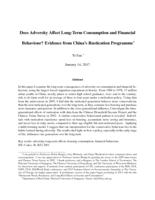 Does Adversity Affect Long-Term Consumption and Financial Behaviour?