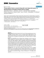 Transcription factor control of growth rate dependent genes in Saccharomyces cerevisiae: A three factor design