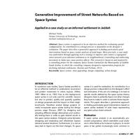 Generative Improvement of Street Networks Based on Space Syntax: Applied in a case study on an informal settlement in Jeddah