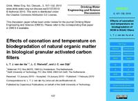Effects of ozonation and temperature on biodegradation of natural organic matter in biological granular activated carbon filters