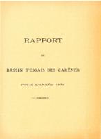 Rapport du Bassin d'Essais dea Carenes pour l'Annee 1932. Attached file: 1933